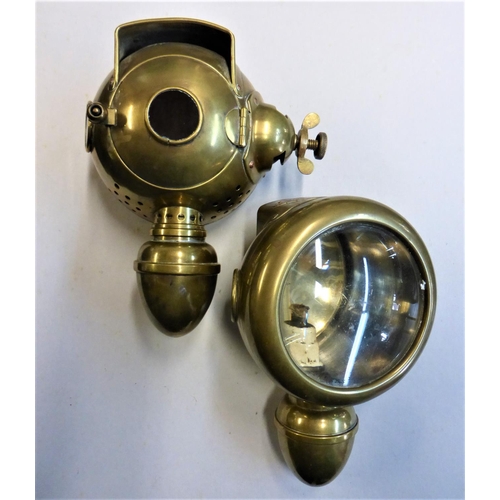 169 - Phares Besnard Side lamps. A sided-pair pair of French benzene veteran period side lamps. Brass cons... 