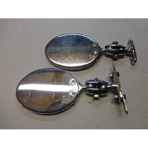 171 - A pair of Oval Rear View Mirrors, one example inscribed Desmo, chromium-plated, good useable conditi... 