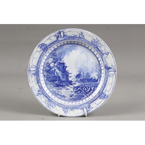 242 - A Royal Doulton blue and white transfer decorated plate, 