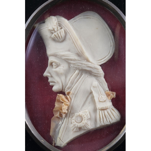 245 - A carved wax portrait cameo of Admiral Nelson, 3 3/4