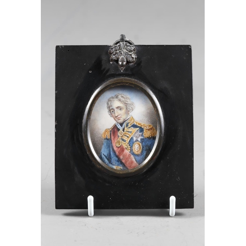 247 - After Lemuel Francis: a watercolour portrait miniature of Admiral Nelson, 2 1/4