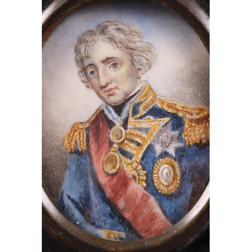 247 - After Lemuel Francis: a watercolour portrait miniature of Admiral Nelson, 2 1/4