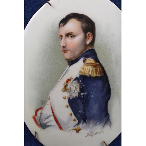 252 - A pair of Continental porcelain oval panels, Napoleon and Josephine, 4 1/8