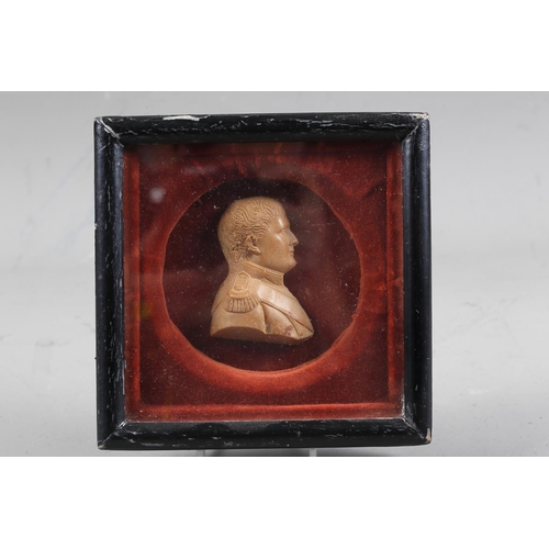 253 - A 19th century wax portrait of Napoleon, 2 3/4