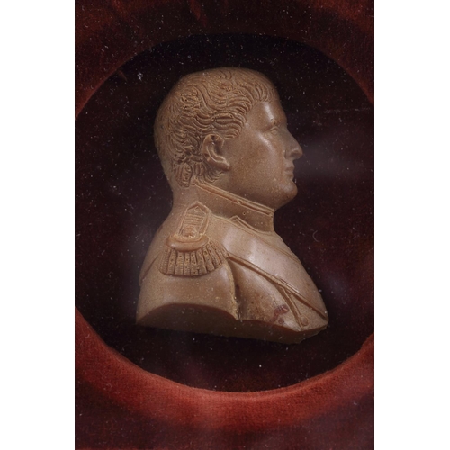 253 - A 19th century wax portrait of Napoleon, 2 3/4