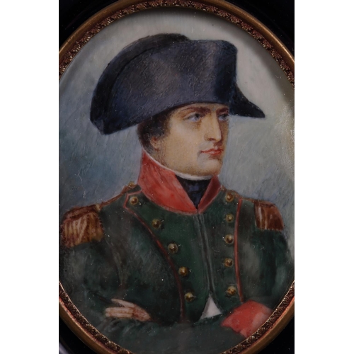 254 - A watercolour portrait miniature of Napoleon, 2 3/4