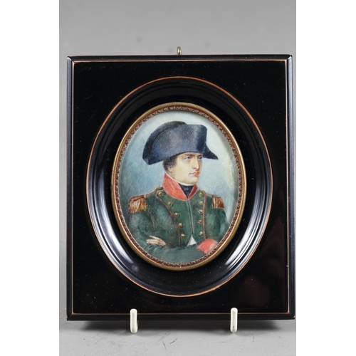 254 - A watercolour portrait miniature of Napoleon, 2 3/4