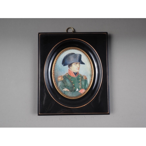 254 - A watercolour portrait miniature of Napoleon, 2 3/4