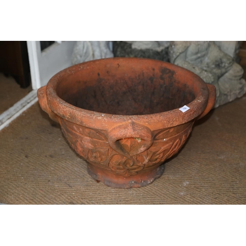 758 - An Art Nouveau terracotta relief decorated planter, 15 1/4