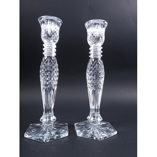 27 - A pair of Waterford pillar candlesticks, 10