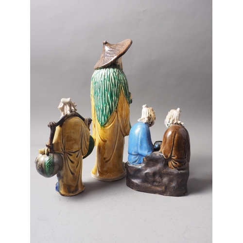 112 - Three Chinese pottery figures, various, tallest 10 1/2