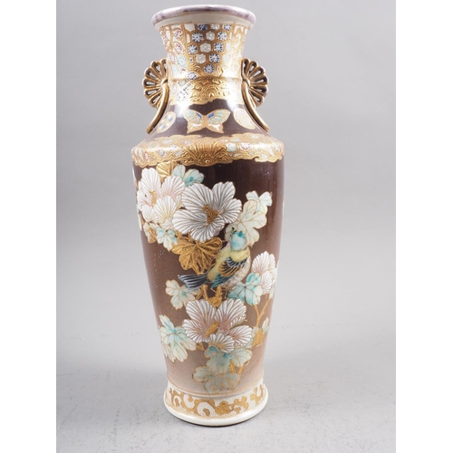 120 - A Satsuma flower, bird and butterfly decorated vase, 15 1/2