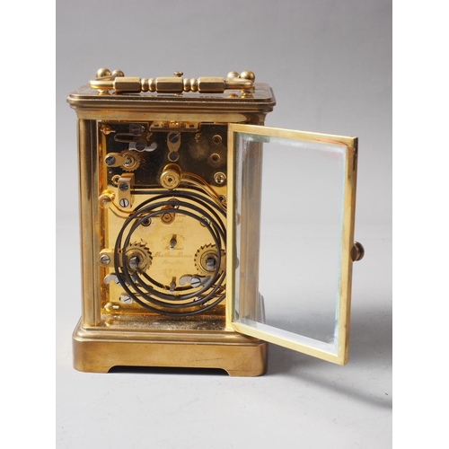 173 - A Matthew Norman brass cased repeating alarm carriage clock, 5 1/2