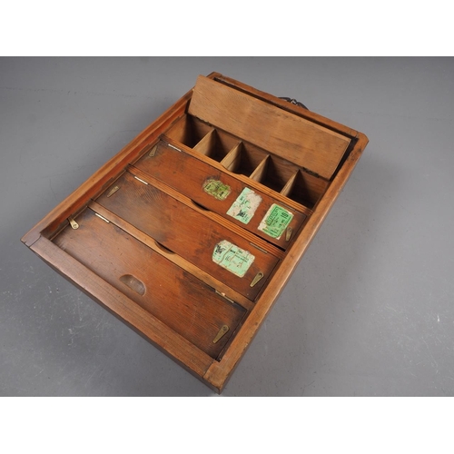 215 - A cabinet maker's five-drawer screw box with brass carry handle, 17 1/2