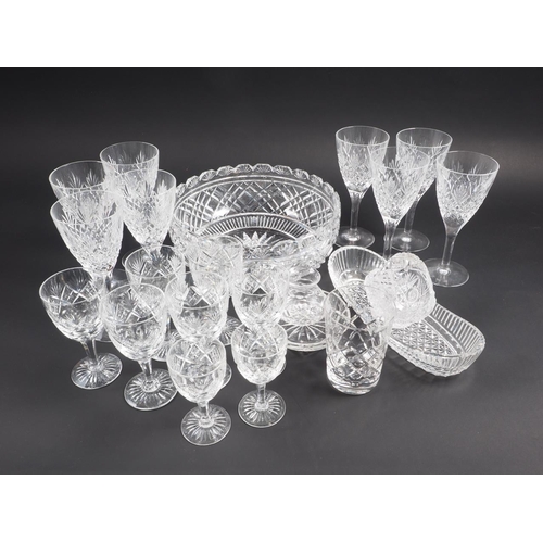 39 - A set of eight cut glass wines, six ports, a cut glass bowl and other glass