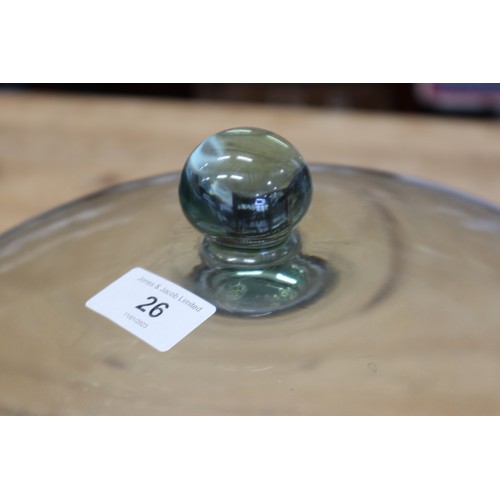 26 - A green glass bell jar, 15 1/4