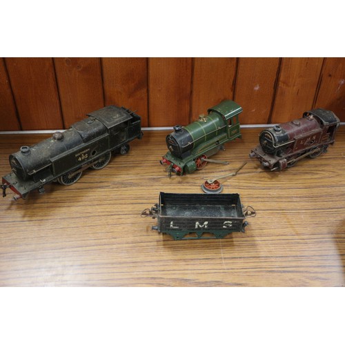 232 - Two Hornby '0' gauge locomotives and other similar train accessories