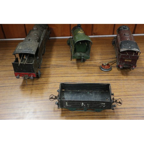 232 - Two Hornby '0' gauge locomotives and other similar train accessories