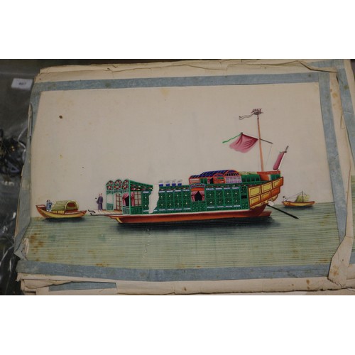 137 - An album of Chinese watercolours, boats, and a similar album, birds (losses and damages)