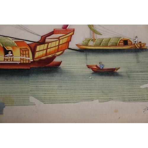 137 - An album of Chinese watercolours, boats, and a similar album, birds (losses and damages)