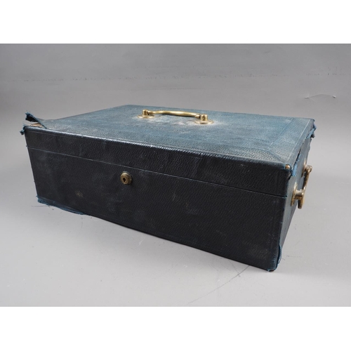 215 - A 19th century blue document box, 