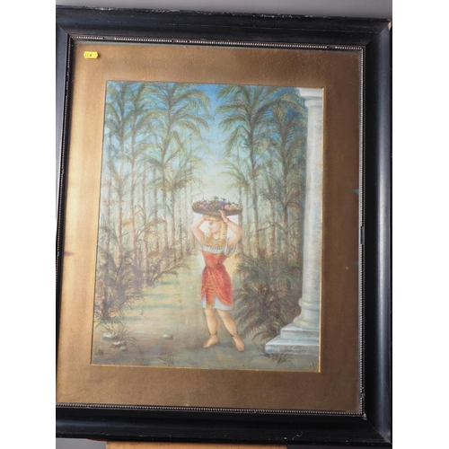 412 - F Feldton?: watercolours, Egyptian female carrying fruit, 21