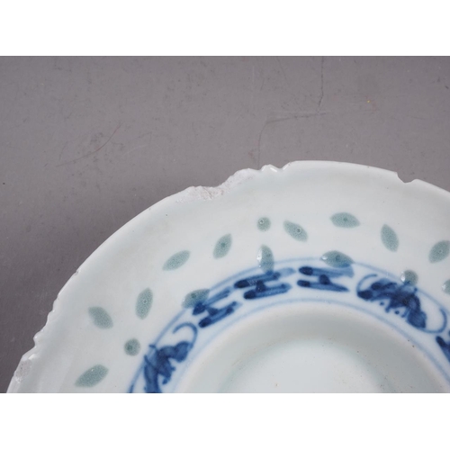 109 - A Chinese blue and white plate with figure in a landscape decoration, 8 1/2