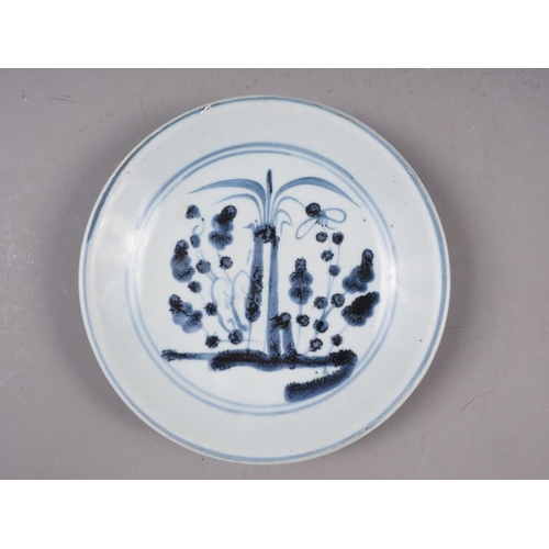 113 - A Chinese provincial blue and white dish, 6 3/4