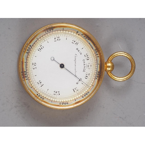 131 - A compensated pocket barometer with silvered dial, in fitted Morocco leather case