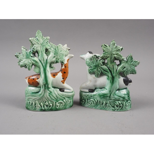 15 - A pair of early 19th century Staffordshire bocage deer, buck 5