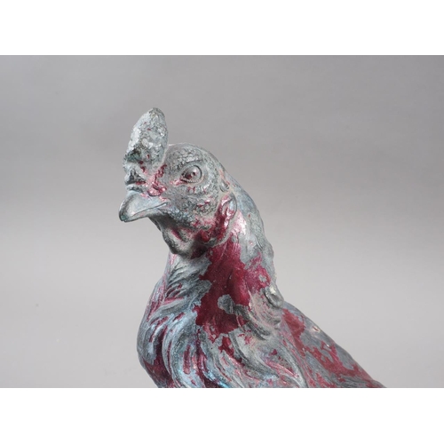 152 - A 19th century patinated and painted cockerel, 10 1/4