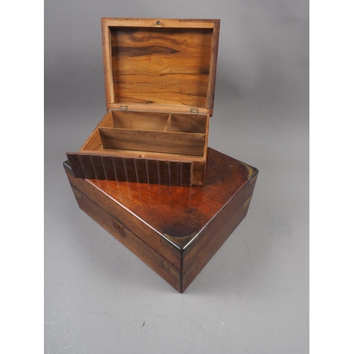 160 - A 19th century rosewood workbox with part fitted interior, 12