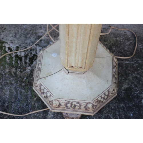 263 - A 1930s painted and grained carved hardwood standard lamp, on octagonal base, 64