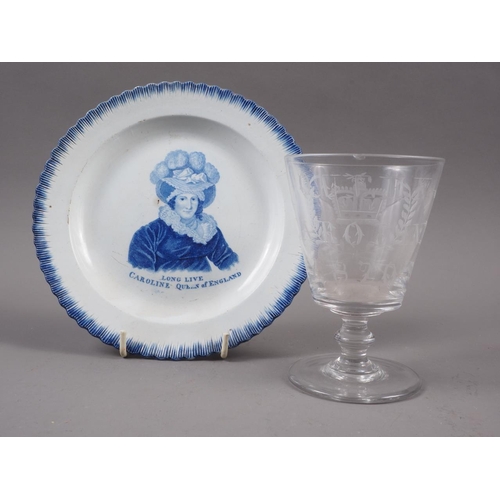 30 - An early 19th century blue and white decorated plate, 