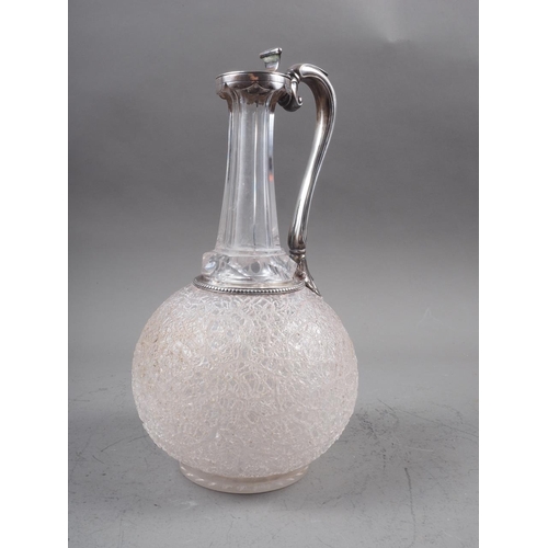 312 - A 19th century silver mounted cut and crushed ice glass decanter, 10