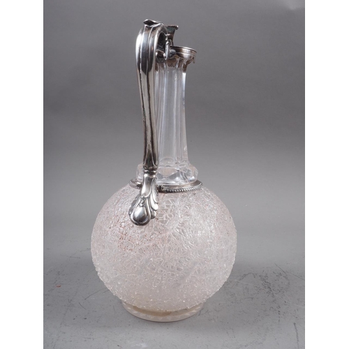 312 - A 19th century silver mounted cut and crushed ice glass decanter, 10