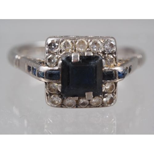 366 - An 18ct white gold, diamond and sapphire cluster ring, size Q, 5.2g