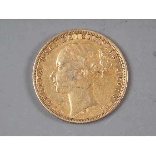 380 - A Victorian sovereign, 1876, in gilt sovereign case