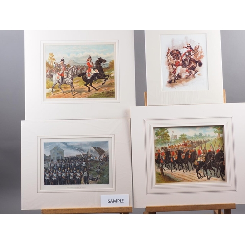 389 - A folio of 19th century and other colour prints, mostly military uniforms and soldiers, largely moun... 