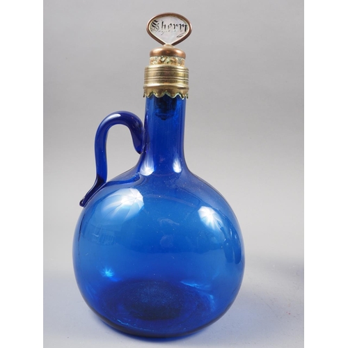 40 - A Bristol blue glass decanter and stopper, 9 1/2