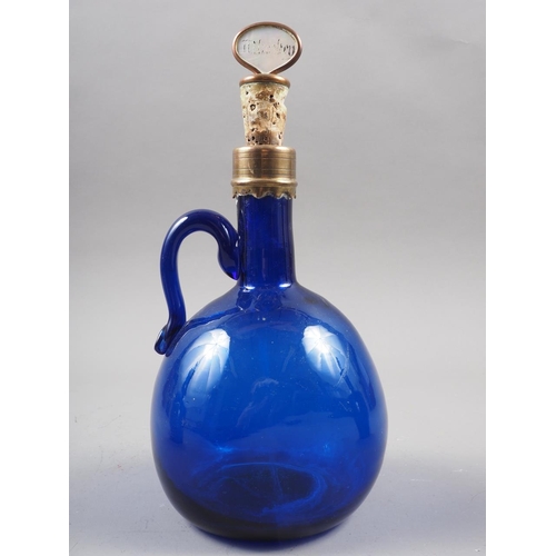 40 - A Bristol blue glass decanter and stopper, 9 1/2