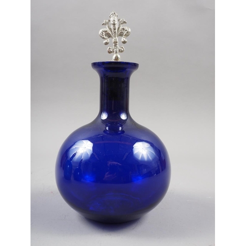 40 - A Bristol blue glass decanter and stopper, 9 1/2