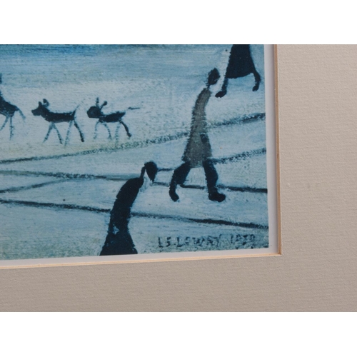 401 - After Lowry: four colour prints, framed and glazed, and a number of other colour prints