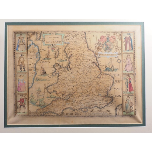 405 - A 17th century Saxton map of Radnor and a well reproduced map of England after John Speed, framed an... 