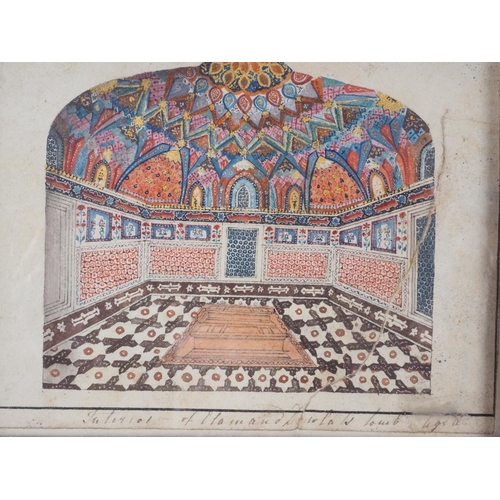 411 - Indian School: watercolours, interior scene of a tomb, 3 1/4