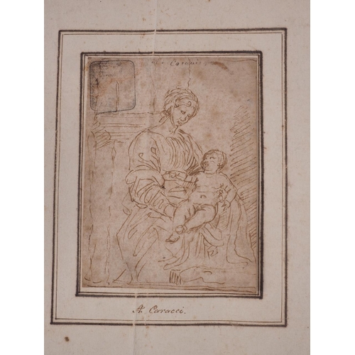 413 - Attributed to A. Carracci: an old master drawing, Virgin and Child, 4