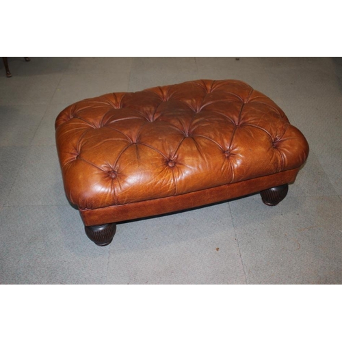 490 - A Tetrad button upholstered leather topped stool, on turned supports, 38