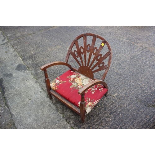 539 - A set of four Edwardian walnut standing dining chairs and a 1930s low seat fireside chair with pierc... 