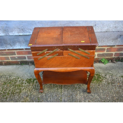 543 - A 1950s sewing box with fitted interior, a Victorian rosewood loop back bedroom chair and one other ... 