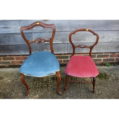 543 - A 1950s sewing box with fitted interior, a Victorian rosewood loop back bedroom chair and one other ... 